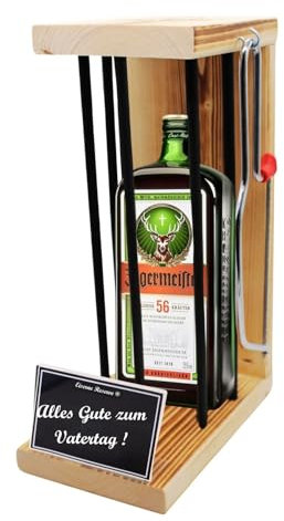 Jägermeister Vatertagsgeschenk für Papa - Vatertag Geschenk Eiserne Reserve Black Edition Text s/w Alles Gute zum Vatertag Kräuter Likör (1 x 0.35 l)