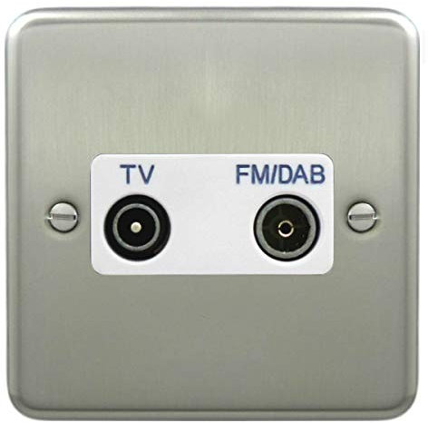 Deta 1941SCW TV & FM/DAB Diplexer Aerial Socket Satin Chrome/White Insert