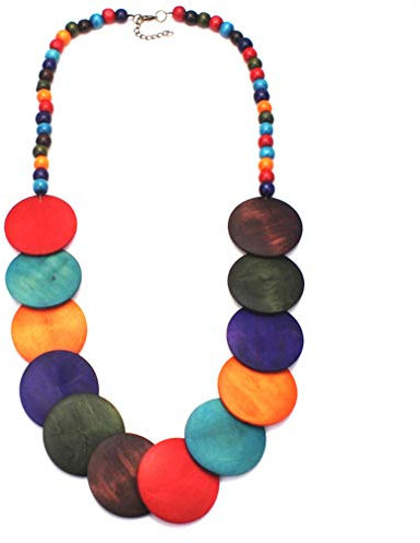 YAZILIND Ethno Style Holz Big Beads Bib Statement Halskette Damen