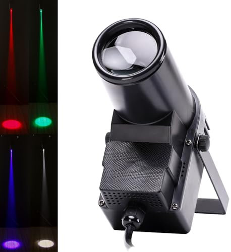 U`King LED Pinspot Lights with 30W RGBW Stage Spotlight Effect by dmx512 Great for Home DJ Disco Wedding Dance Party Mirror Ball Lighting (Black)