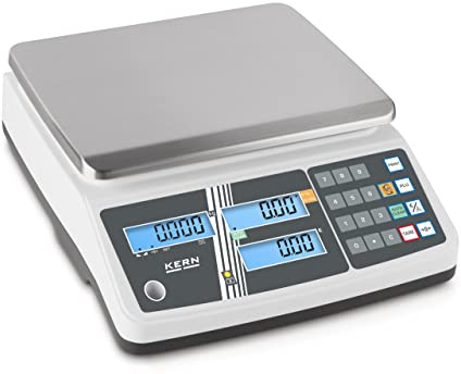 KERN Preisrechnende Waage RPB (Wägebereich 3 | 6 kg, Ablesbarkeit 1 | 2 kg, Speicher für 10 Artikelpreise) RPB 6K1DM
