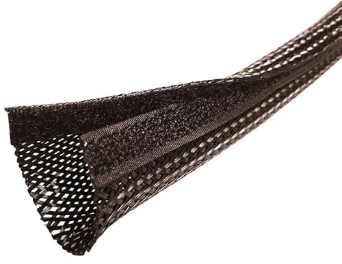 Electriduct 1/2 Chewing Resistant Side Entry Mesh Sleeving Self Closing Hook and Loop Repulsive Hose Expandable Wire Cable Protection Flexible Wrap Around Sleeve - 10 Feet