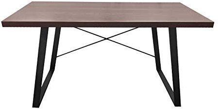 SVITA Industrial Schreibtisch Nussbaum-Optik Schwarze Metall-Beine Computertisch Bürotisch Arbeitstisch PC Tisch