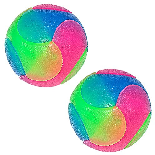 Rolin Roly Leuchtend Glow Ball Blinkender Ball Hundeball Hundebälle Hundespielzeug Ball Mit LED Licht Spielball für Hunde Bissfest Hundespielzeug Ball (2PK Large Ball)