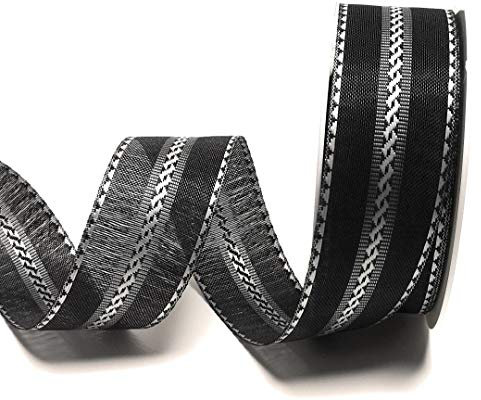 Trauerband 25m x 40mm Trauerzopf Schwarz Silbergrau Dekoband Schleifenband Trauerschleife [3130]