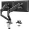 ELIVED EV050-DE Dual Monitor Arm Adjustable Gas Powered Ergonomic PC Monitor Stand for Most 13-32 Inch Monitors with VESA 75x75/100x100, with C-Clamp and Grommet Base, Height Adjustable Gas Spring