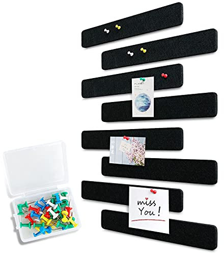 Uoisaiko Lavagna in Feltro di Sughero, 8 Strisce di Bacheca Sughero da Parete 38x5cm con 40 Puntine, per Foto e Appunti in Casa e Ufficio