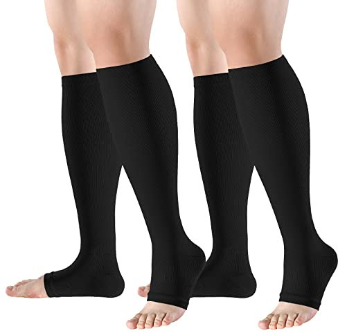 bropite Kompressionssocken mit offenem Zehenbereich, 2 Paar, zehenlose Kompressionssocken für Damen und Herren
