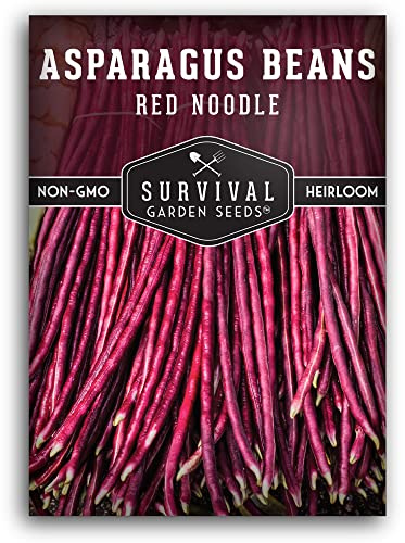Yardlong Bean Seeds for Planting - Red Noodle Asparagus Beans Seed - Extra Long Red Pods on Heat Loving Climbing Vines - Heirloom Non-GMO Asian Vegetable - Survival Garden Seeds (1 Pack)