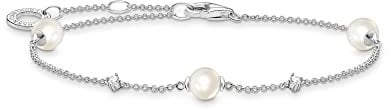 THOMAS SABO Damen Armband Perlen mit weißen Steinen 925 Sterlingsilber A2038-167-14-L19V