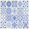Bolsover Designs Adesivi per piastrelle a mosaico, confezione da 16, per 200 mm x 250 mm, 20 cm x 25 cm, impermeabili, per cucina e bagno GT28, blu, bianco