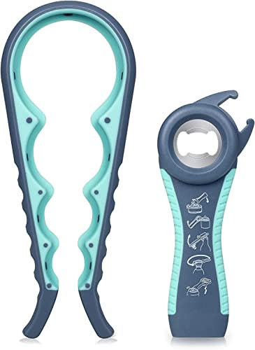 MAEXUS Aprivaso, Apribottiglie multifunzione Kit apri lattine, Apribottiglie per anziani con artrite, Apribottiglie per mani deboli, Apribottiglie con coperchio Twist Gripper