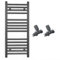 Myhomeware 300mm Wide Straight Anthracite Grey Heated Bathroom Towel Rail Radiator With Valves For Central Heating UK (With Straight Valves, 300 x 800 mm (h))