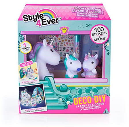 Canal Toys - Style 4 Ever - La Familia Unicornio, Figuras De La Mamá Unicornio y Sus Dos Bebés para Decorar, Deco Diy con Decoraciones y Accesorios, A Partir De 6 Años - Ofg252