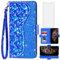 Asuwish Phone Case for iPhone 11 Pro 5.8 Wallet Cover with Screen Protector and Wrist Strap Flip Credit Card Holder Bling Glitter Stand Cell iPhone11 i XI 11s 1pro Women Girls Blue