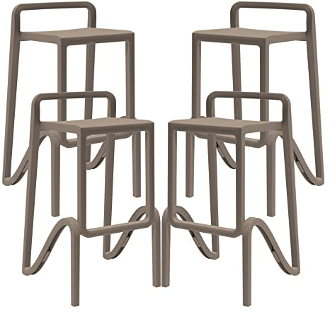 Gardenia Hocker, hoch, stapelbar, für Innen- und Außenbereiche, aus Polypropylen, Taubengrau, hergestellt in Italien, für Zuhause, Bar, Restaurant