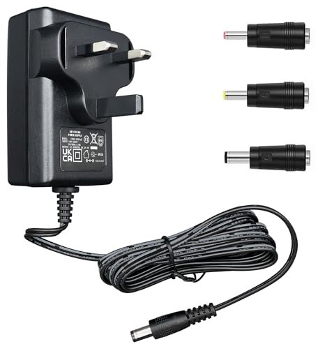 ANLINK 12V 2A/2000mA Power Supply Adapter, AC 100-240V 50/60Hz to DC 12V 2A/2000mA Wall Charger, Center Positive, 1.8M 20AWG Long Cable for Stable and Flexible Use, 3 Tips Included