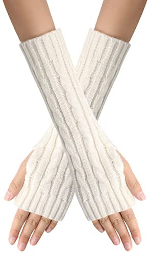 callmo Handschuhe Fingerlose Strickhandschuhe Pulswärmer Damen Armstulpen Gestrickte Fingerfrei Kurzer Halb Fingerhandschuhe Stricken Fingerless Gloves Wristwarmer für Winter