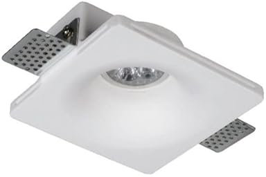 Mondo-Led | Porta Faretto Verniciabile In Gesso GU10 MR16 120 x 120 x 45mm da Incasso Qadrato Conico con Alette Resistenti Cod. 46/T (1x Porta Faretto)