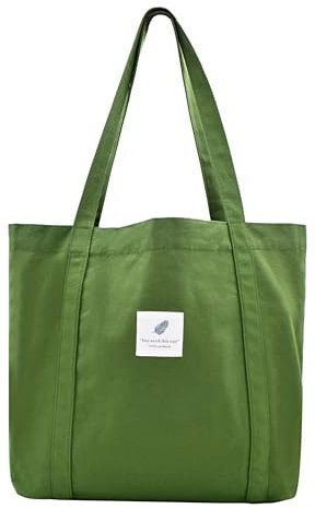 Damen Stofftaschen Tote Tasche Einfarbige Umhängetasche Leicht Große Kapazität Student Shopping Beach Bag dunkelgrün