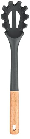 Silicone Pasta Fork, Kitchen Heat Resistant Noodle Spoon Server, BPA Free Spaghetti Strainer,12.8 inch (Grey)