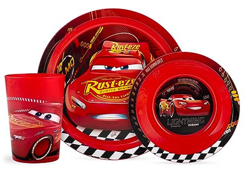 Lulabi Cars 3-teiliges Set für Jungen, Polypropylene, Rot, Verziert