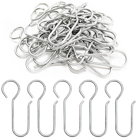 HLIWS 30 Pezzi Gancio Tenda Metallo Ganci,Ganci in Metallo Plissettati per Tende da Finestra,per Finestre,Tende per Porte e Tende da Doccia(64 * 36mm)