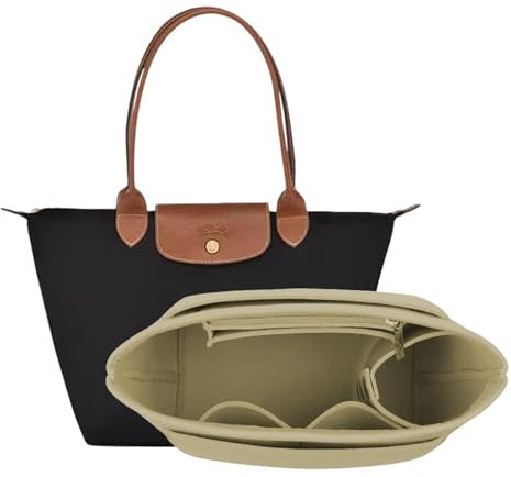 D.DUO Tascheneinsatz-Organizer, Geldbörsenzubehör,Passend Für Longchamp Tragetasche mit langem Griff (Beige,M (langer Griff))