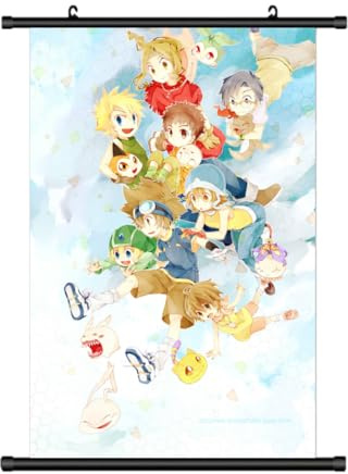 Großes 60x90CM Digimon Kakemono Rollbild | Anime Manga Stoffposter Wallscroll Poster | Wanddeko Geschenk | Erste Generation