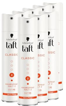 Schwarzkopf Taft Haarspray Classic (8x 250 ml), Haltegrad 2 Haarstyling, Haarspray für strapaziertes Haar, Halt und Pflege, vegane Formel*