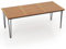 GIANTEX Mesa de Comedor de Madera Acacia para 8 Personas, 200 x 90 cm, Mesa Rectangular con Orificio para Sombrilla y Estructura de Metal, para Jardín, Patio (Paralelo)