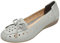 Jamron Women Genuine Leather Comfort Shoes Soft Sole Ballerinas Low Wedge Heel Slippers Hollowed Out Grey SN020628-2 UK4.5