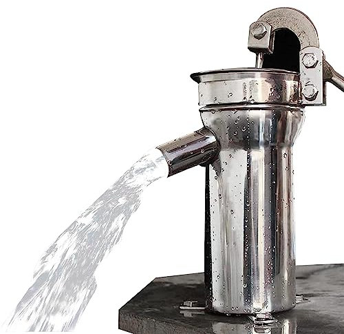 Pompa manuale per pozzi di aspirazione, pompa manuale in acciaio inox per pompare acqua sotterranea in giardini domestici e applicazioni marine, pompa da pozzo a pressione manuale durevole e senza