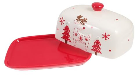 Hoement Piatto Per Burro Ceramica Con Coperchio Vassoio Decorativo Natalizio Per Cucina Per Burro Formaggio e Dessert