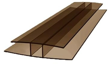 H-Profil Polycarbonat 1000mm Rauchbraun 8mm – Stegplatten Verbinder für Doppelstegplatten | Hohlkammerplatten Verbindungsprofil für Gewächshaus & Überdachungen