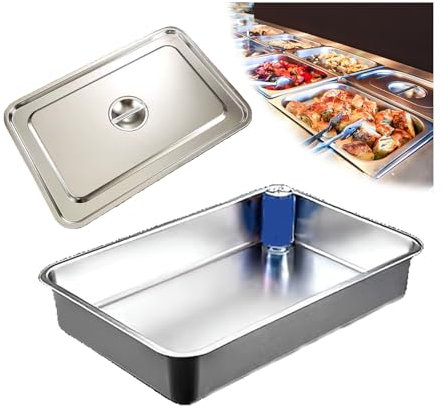 NJDQFA Lebensmittel Lagern Behälter,Stapelbar Gastro Behälter Mehrweg, Rechteckig Edelstahl Gastronomiebehälter,60 * 40cm,10cm