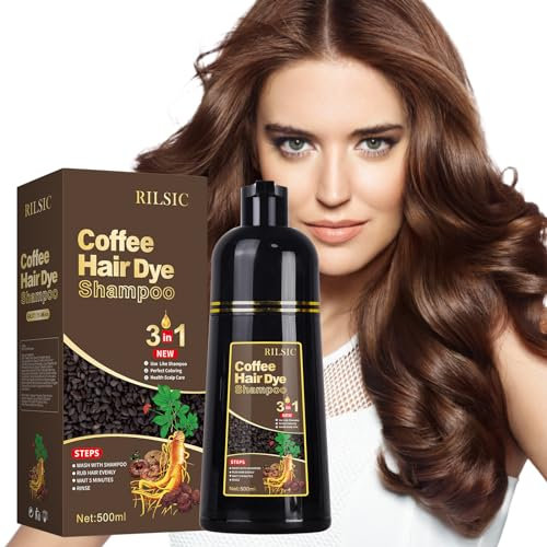 GFEUGS Haarfarbe Braun Haarfärbeshampoo, 500ML Hair Dye Shampoo 3in1 Gegen Graue Haare, Hair Color Shampoo Sofort Haarfarbe Shampoo Tönungsshampoo, Farbshampoo Haartönung für Männer Frauen (Braun)
