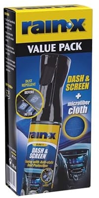 Rain-X Premium Dash & Screen Cleaner + Microfibre Cloth – 300 ml | Anti-Fingerprint Formula with Antistatic Coating for Glass, Plastic, and Delicate Surfaces