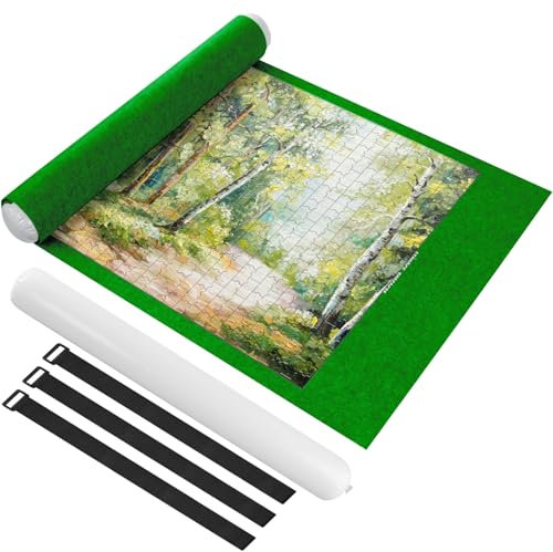Ainiv Puzzle Roll Jigsaw Felt Mat - Portable Storage for up to 1500Pcs With Auxiliary Lines - Foldable Saver Pad for Children and Adults
