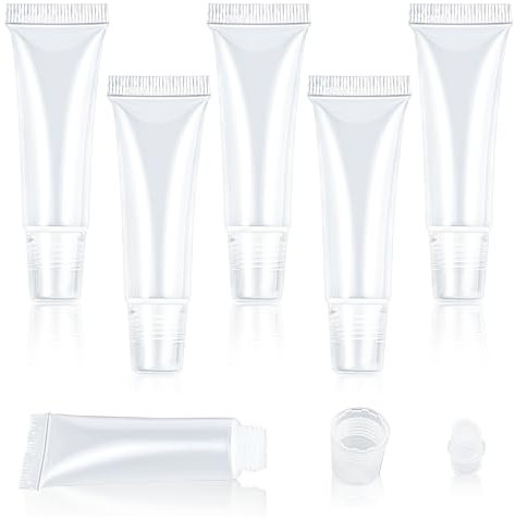 Apausvcm 5 Stück Leere Lipgloss Tuben, Transparent, Kosmetik Lipgloss Tuben Behälter, Nachfüllbare Kosmetikflaschen, 8ml, Reisen