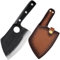 Huuskjpn Japanese Kitchen Knife 5.5 Chef Knife Full Tang High Carbon Steel Chopping Knives Hand Forged Home and Outdoor Cooking Knife with Leather Sheath