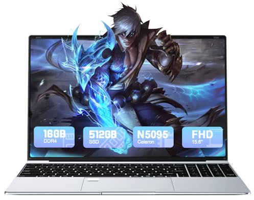 Tuonoyee PC Portatile 15,6 Pollici Win11 Computer Portatile, 8GB RAM 256GB SSD, Processore Celeron N5095 Quad-Core, Tastiera Retroilluminata,Sblocco con impronta digitale, Notebook Per Studente Lavoro