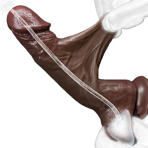 21.5cm Beweglicher Vorhaut Realistischer Squirting Dildos Sex Spielzeug Mit Saugnapf & Realistischen Venen & Starke Saugnapf Analplug Dildo Silicone Ejaculating Sex toys Diloschwanz für Frauen Männer