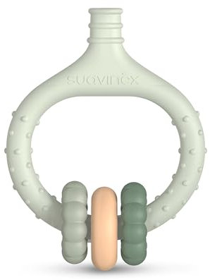 Suavinex, Masajeador de Encías para Bebés, Mordedor de Silicona, Anillo de Dentición, Alivia y Calma las Encías, Con Relieves y Texturas, Ergonómico, Ligero, Apto Lavavajillas, +0 Meses, Verde