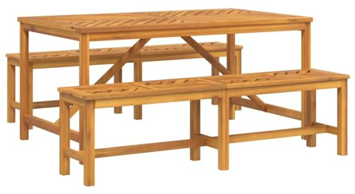 Makastle Ensemble de Salle à Manger pour Jardin 3 pcs Marron