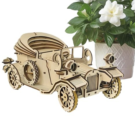 3D Holzpuzzle Auto,Vintage Automobil Modellbausatz - Sammelbares Retro Geduldspiel Bauset Für Jugendliche Erwachsene Familie Freunde