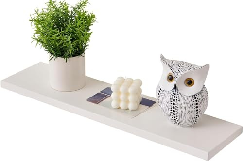 Gieanoo Floating Shelf, White Solid Oak Wood Wall Shelves Wall mounted Radiator shelf Display Shelf For Living Room, Kitchen, Bedroom 90cm