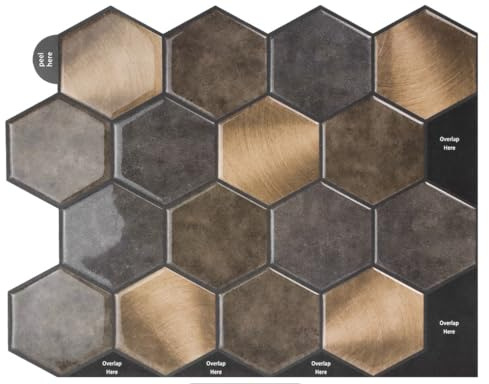 Fliesenaufkleber 3d Klebefliesen Küche Bad Küchenrückwand Folie Fliesen Selbstklebende Hexagon(10-Stück 28x22cm)