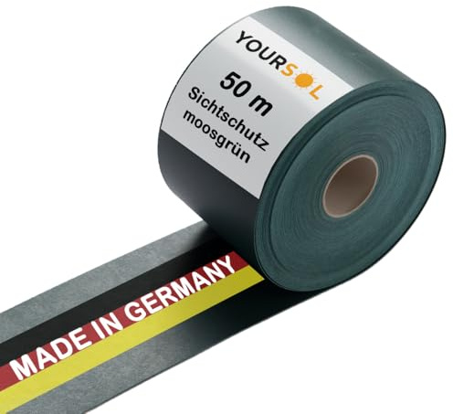 YOURSOL Sichtschutzstreifen Zaun 50 m Rolle grün, ohne Befestigungsclips, Zaunblende für Doppelstabmattenzaun & Stabmattenzaun, Sichtschutz Zaunfolie