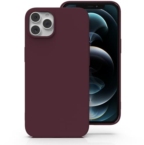 Zuvirelx Silicone Case for iPhone 12 Pro Max, Soft Grip, Thin, Minimalist, Shockproof, Non-Slip, Pocket-Friendly - Burgundy